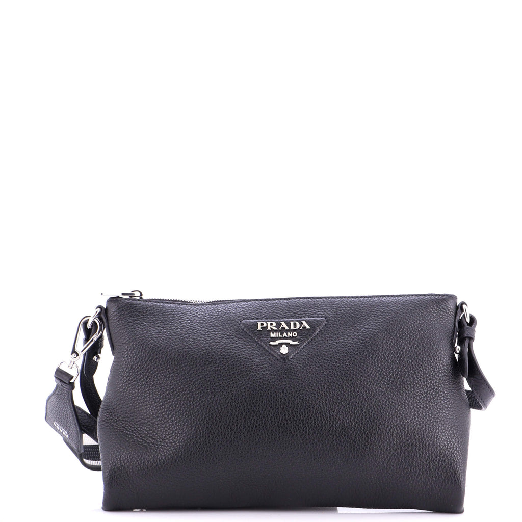 Dual Strap Flat Crossbody Bag Vitello Daino Medium