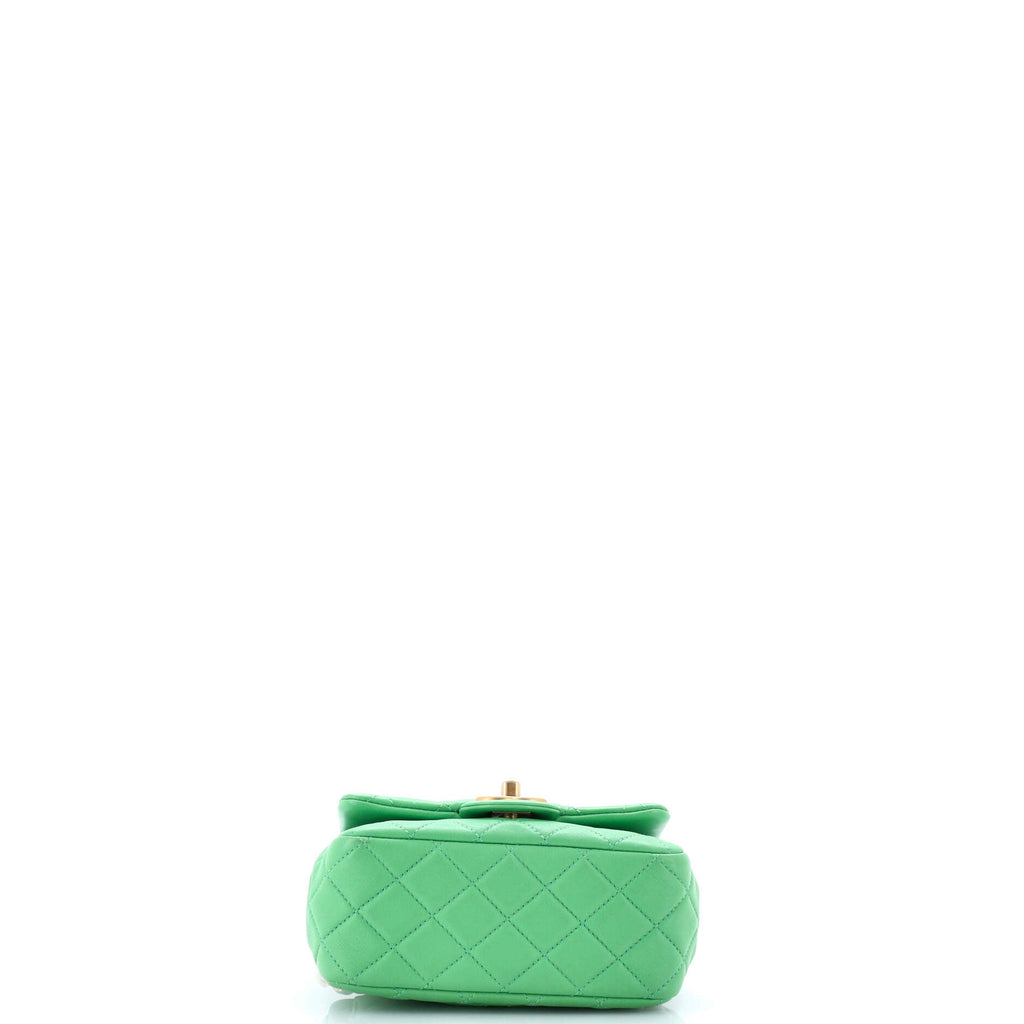 Pearl Samba Resin Chain Square Flap Bag Quilted Lambskin Mini
