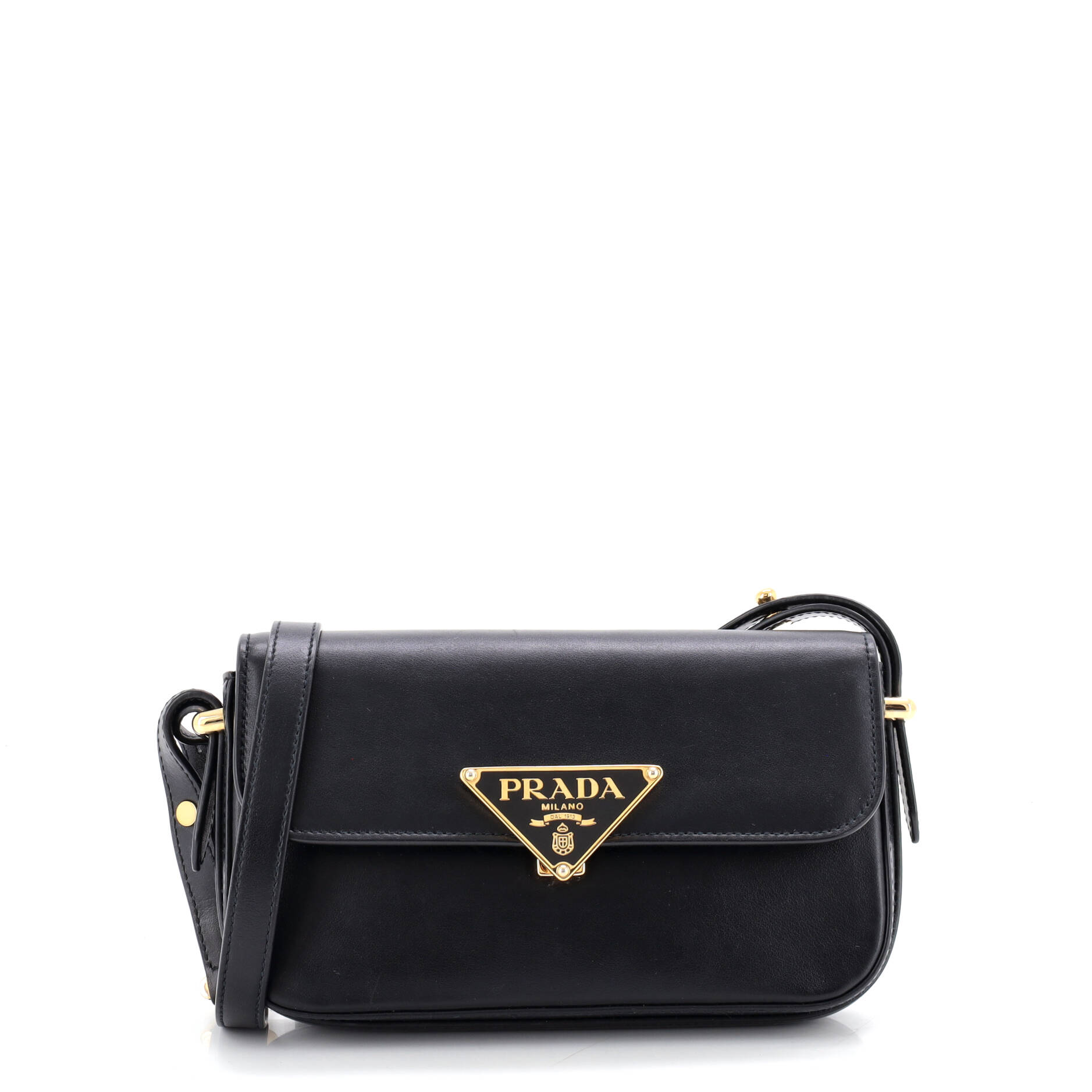 Embleme Triangle Logo Flap Bag Soft Calfskin East West