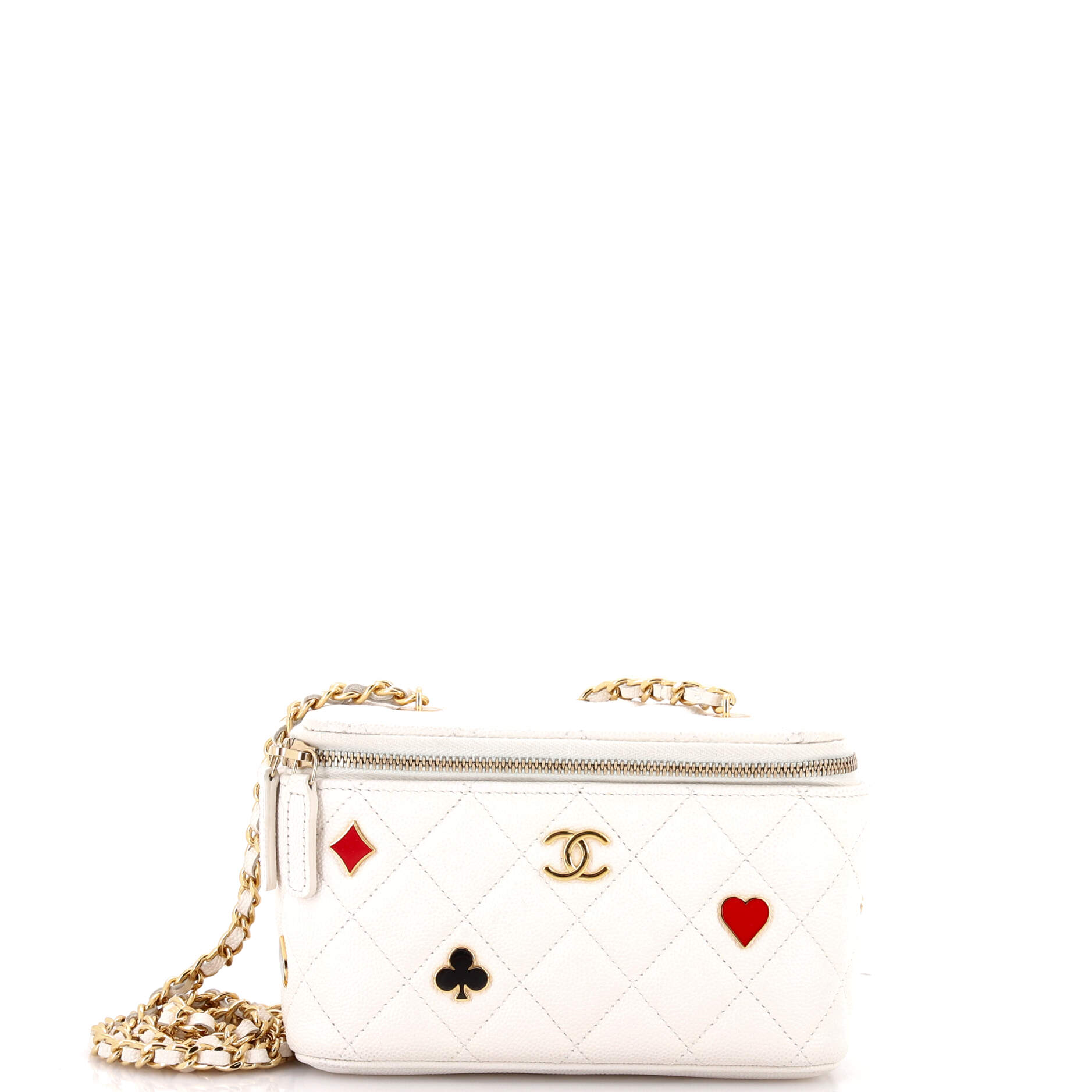 Coco Casino Vanity Case with Chain Quilted Caviar Small