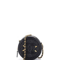 Filigree Round Clutch with Chain Quilted Caviar Mini