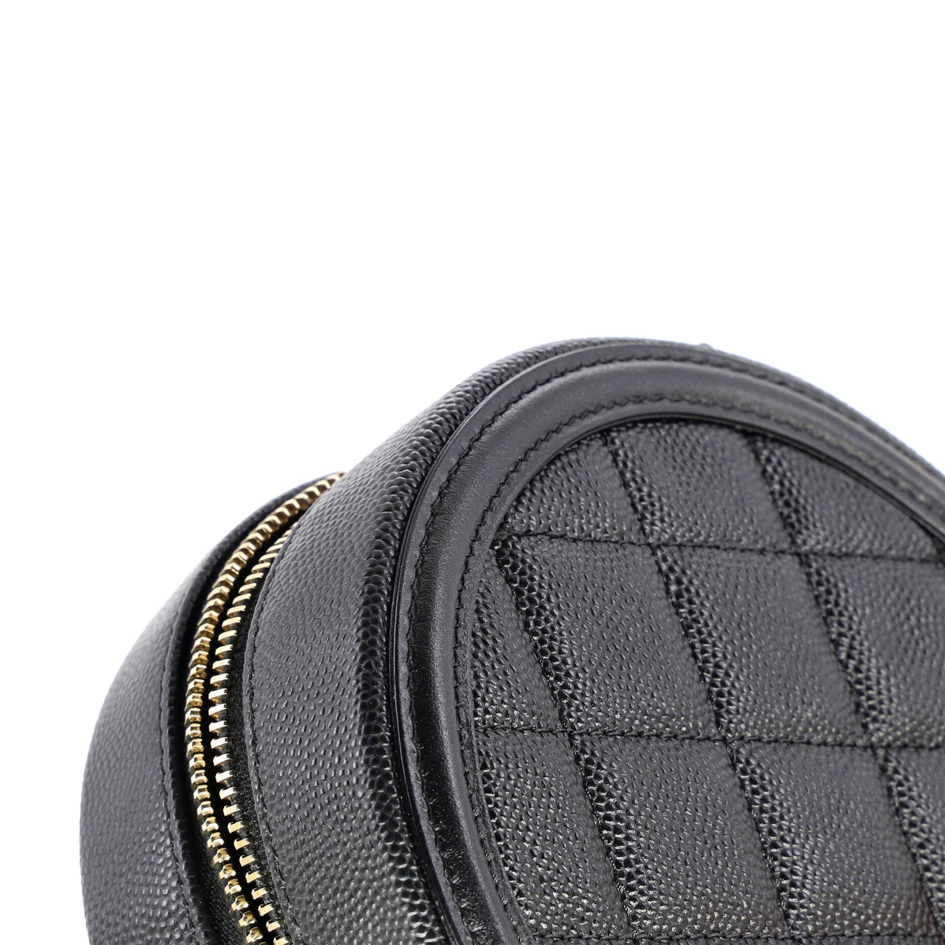 Filigree Round Clutch with Chain Quilted Caviar Mini