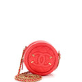 Filigree Round Clutch with Chain Quilted Caviar Mini