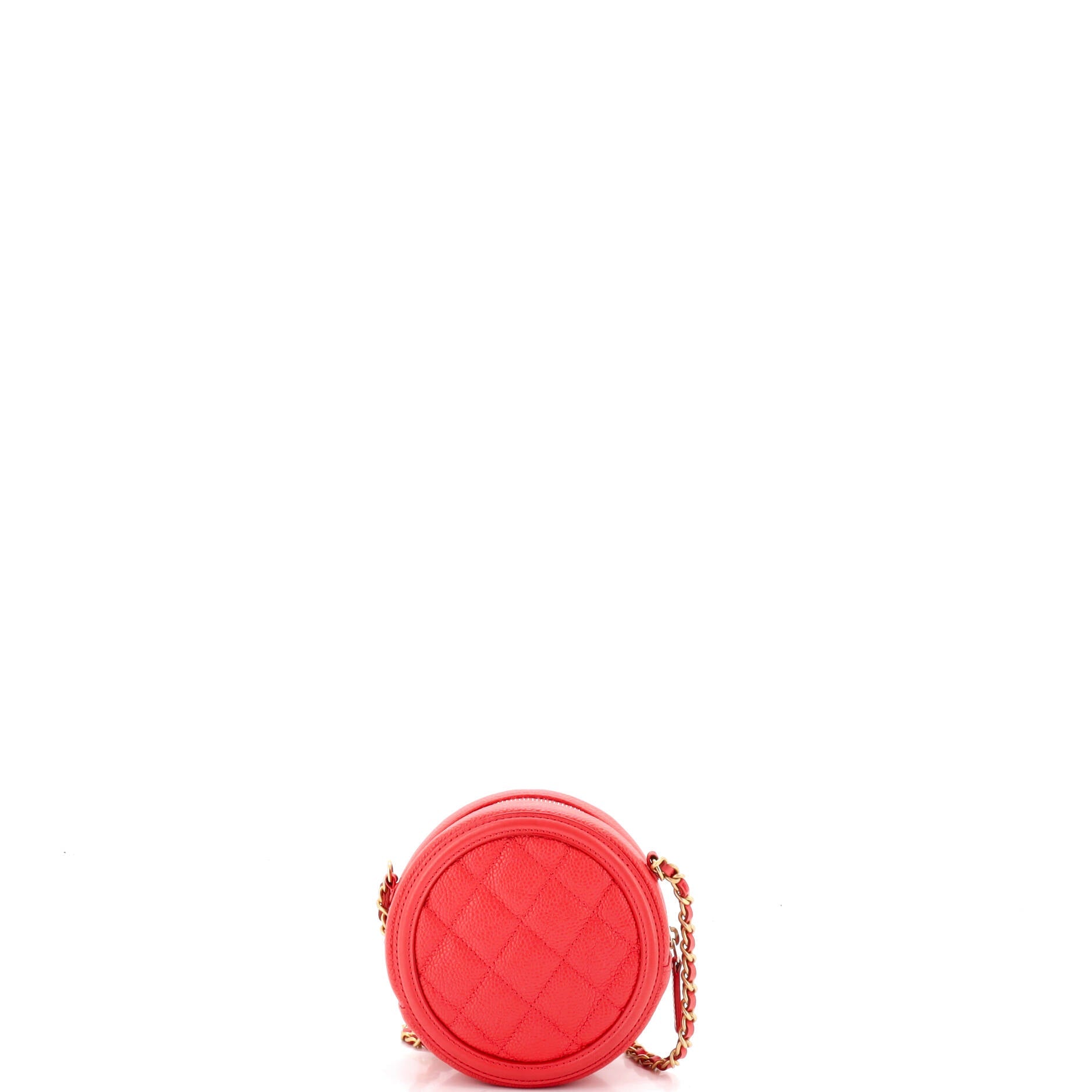 Filigree Round Clutch with Chain Quilted Caviar Mini