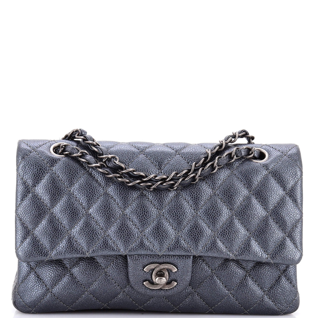 Classic Double Flap Bag Quilted Iridescent Caviar Medium