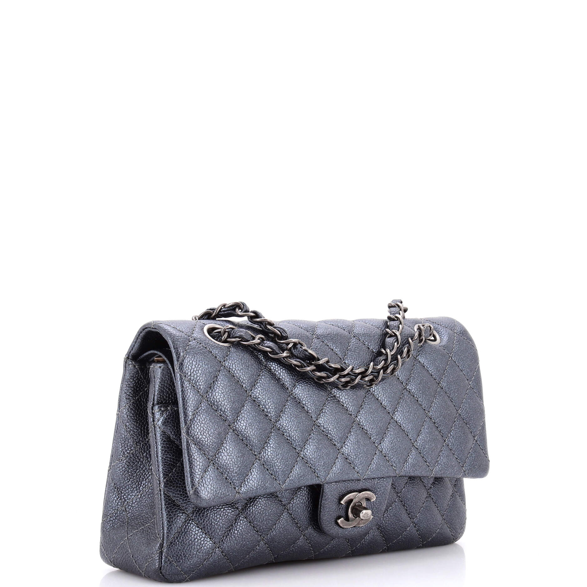 Classic Double Flap Bag Quilted Iridescent Caviar Medium