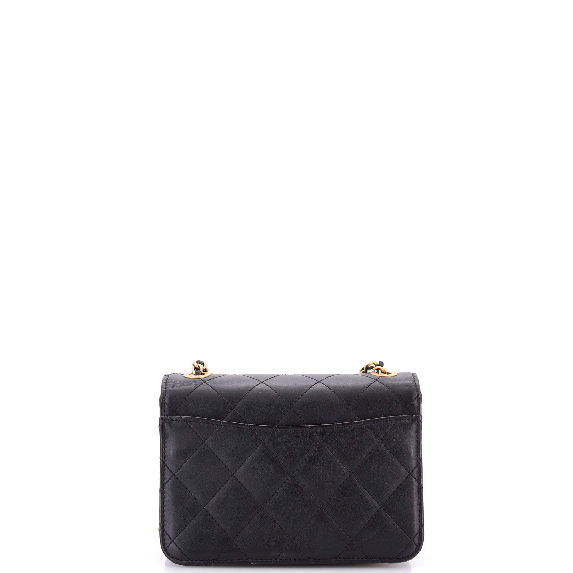 Resin and Pearl CC Full Flap Bag Quilted Calfskin Small
