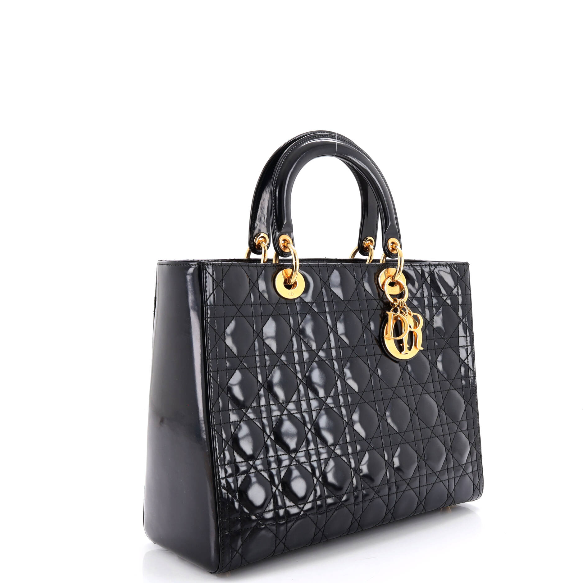 Vintage Lady Dior Bag Cannage Quilt Patent Large