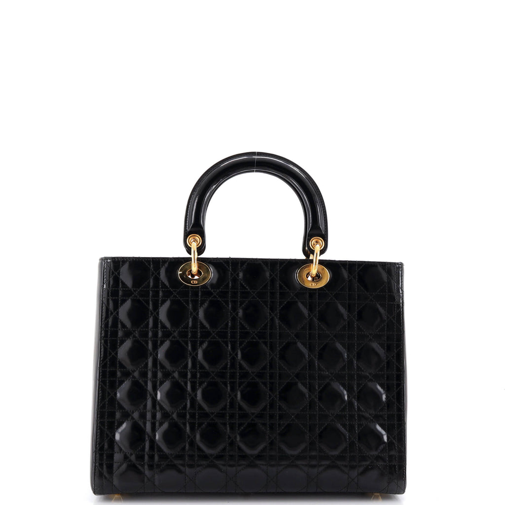 Vintage Lady Dior Bag Cannage Quilt Patent Large