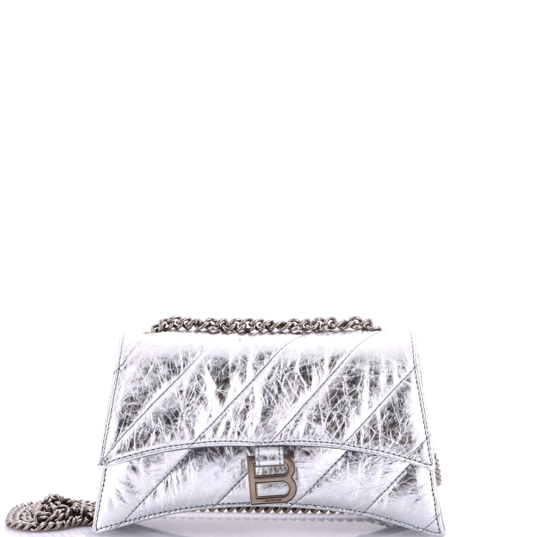 Crush Chain Flap Bag Quilted Crushed Calfskin Small