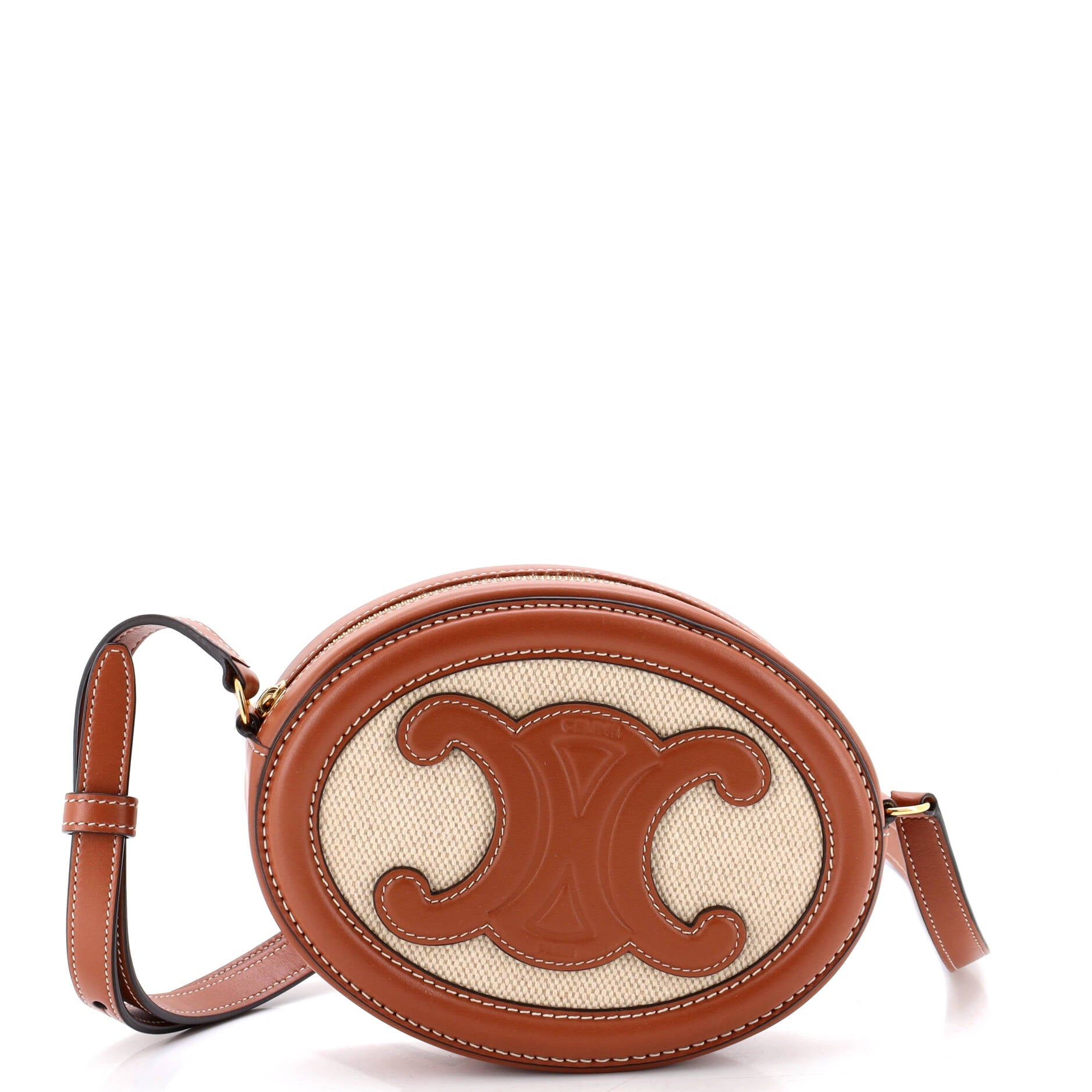 Triomphe Oval Crossbody Bag Canvas and Leather