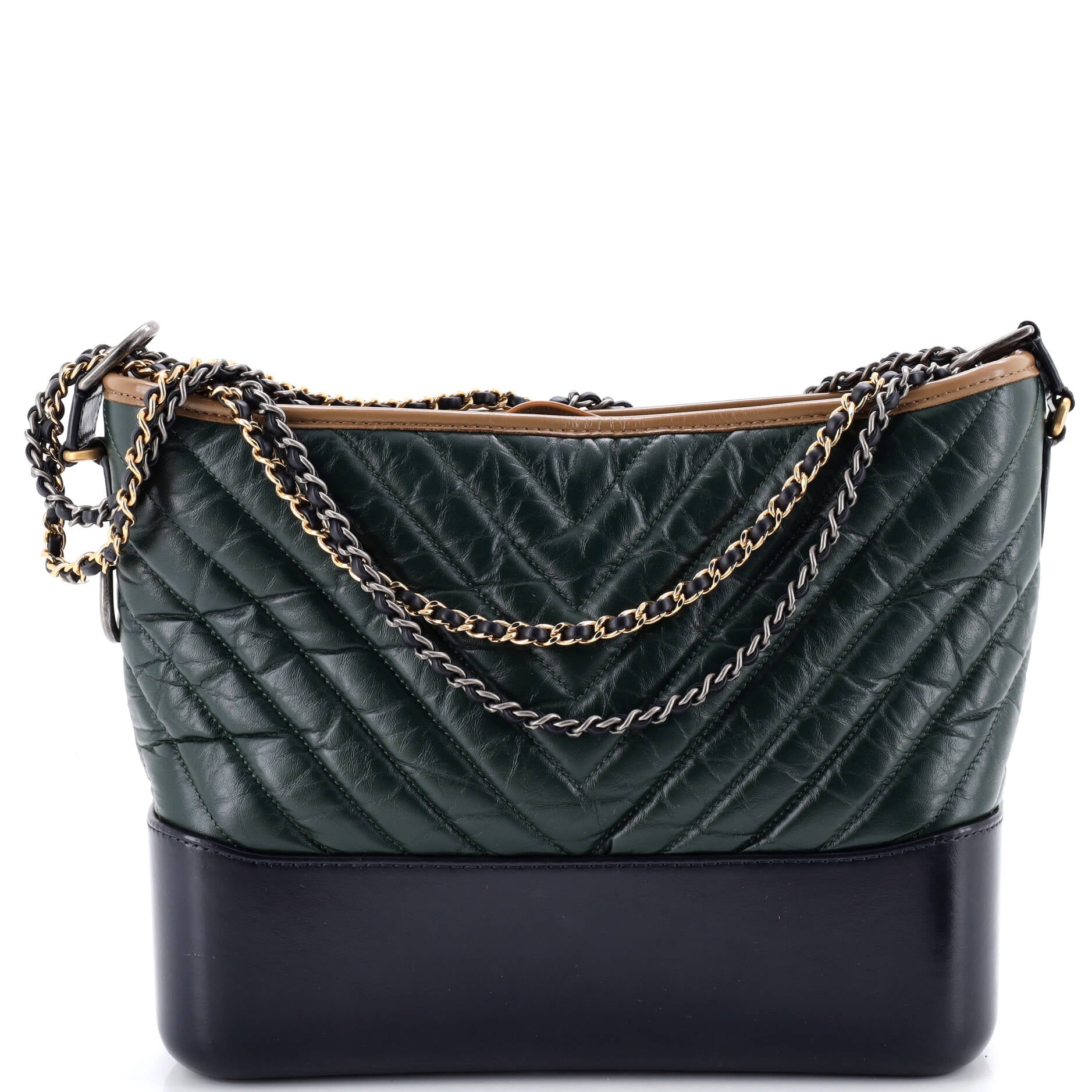 Gabrielle Hobo Chevron Aged Calfskin Medium