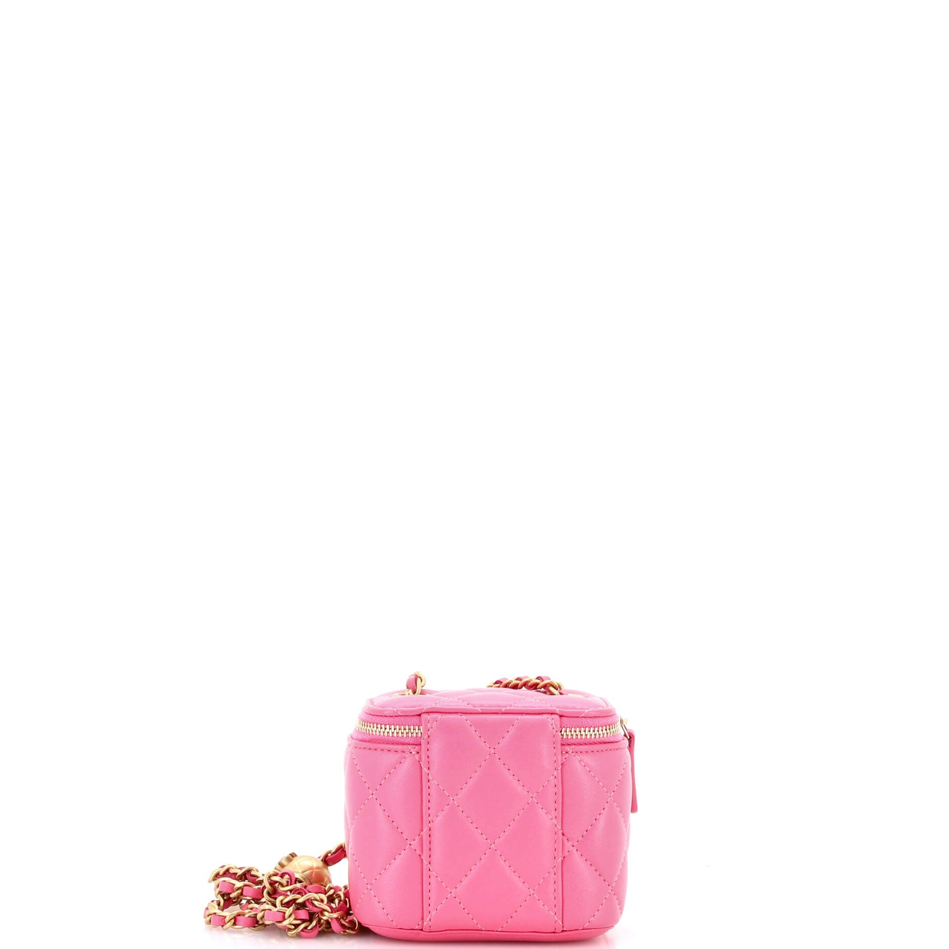 Pearl Crush Vanity Case with Chain Quilted Lambskin Mini