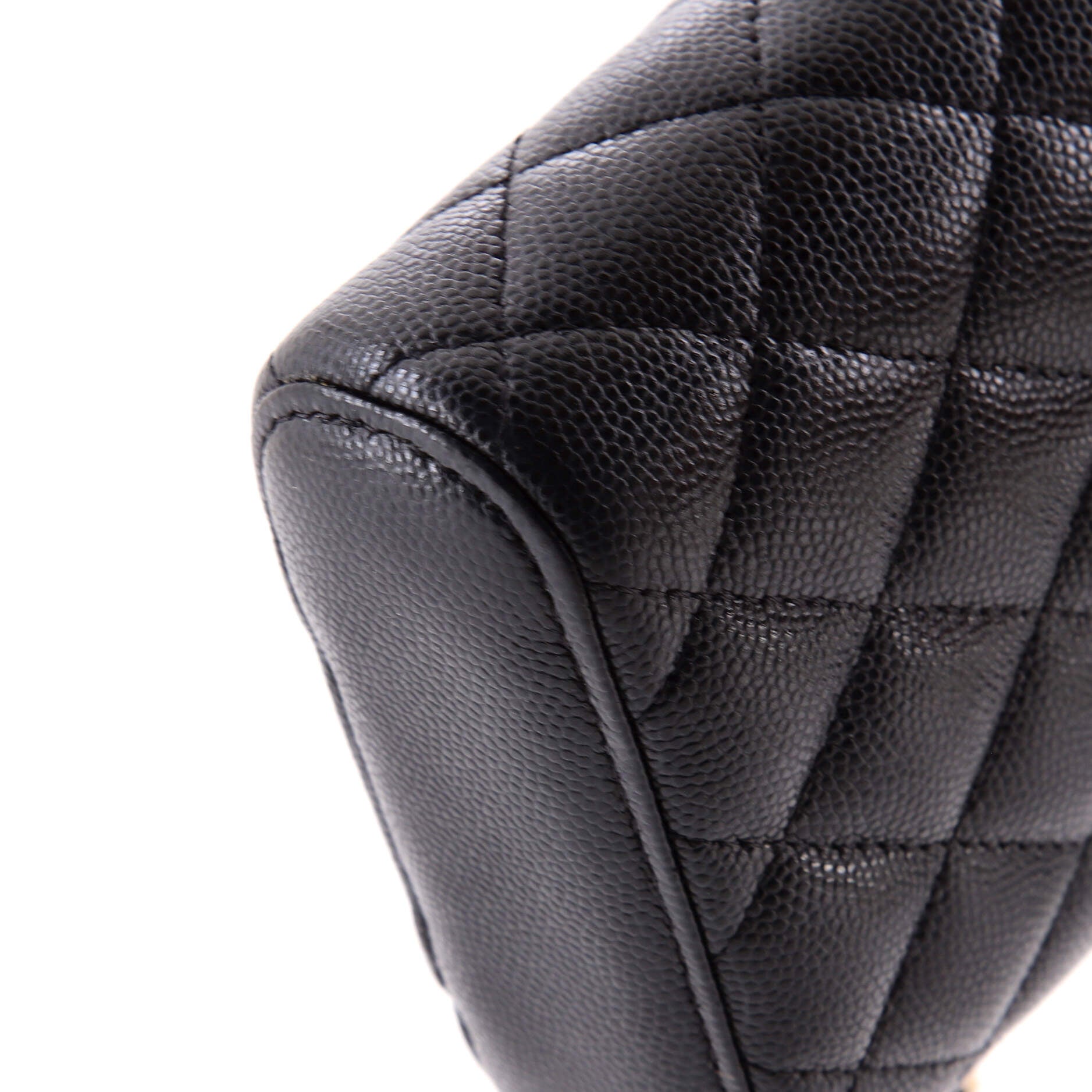 Vertical Classic Vanity Case with Chain Quilted Caviar Small