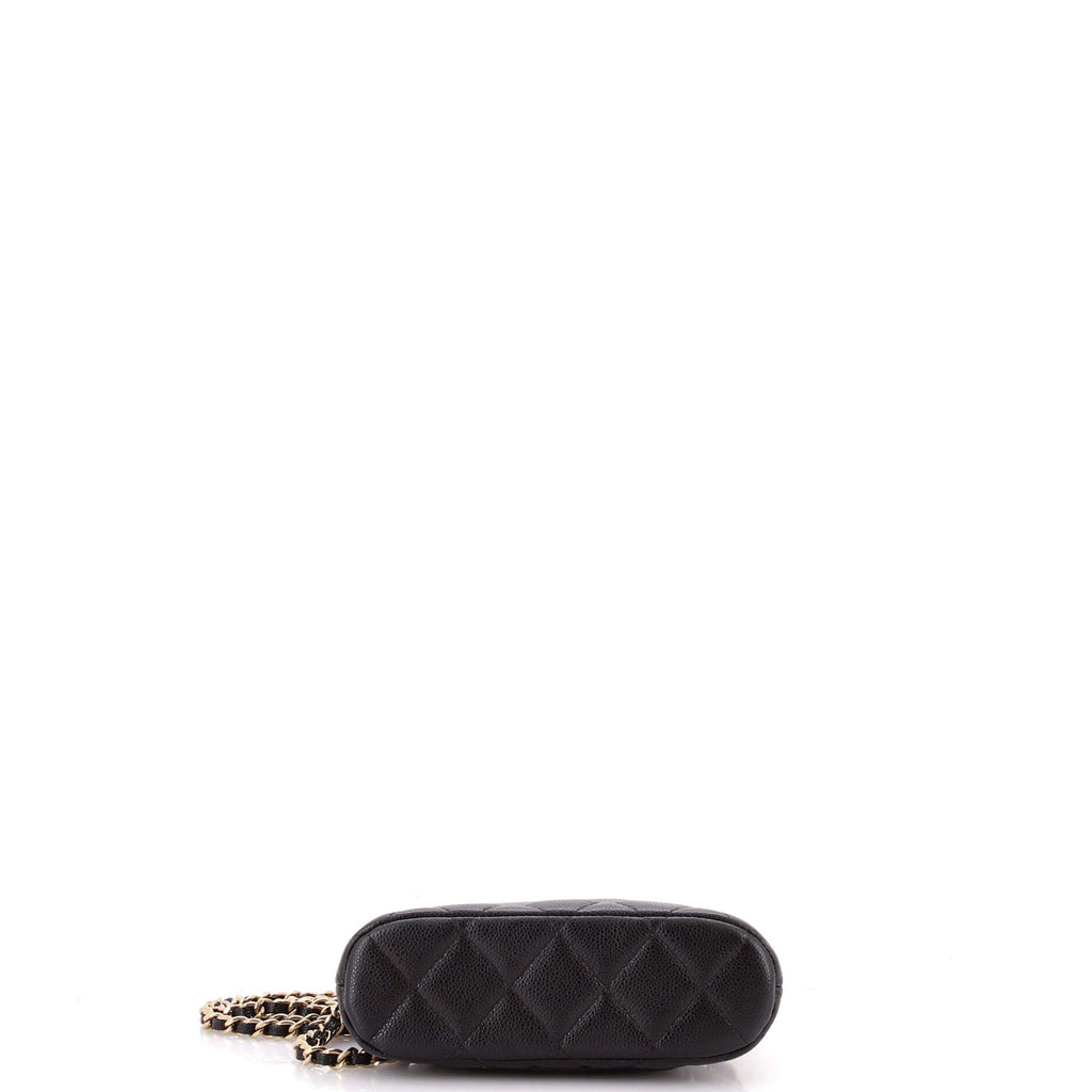 CC Dome Zip Clutch with Chain Quilted Caviar Mini