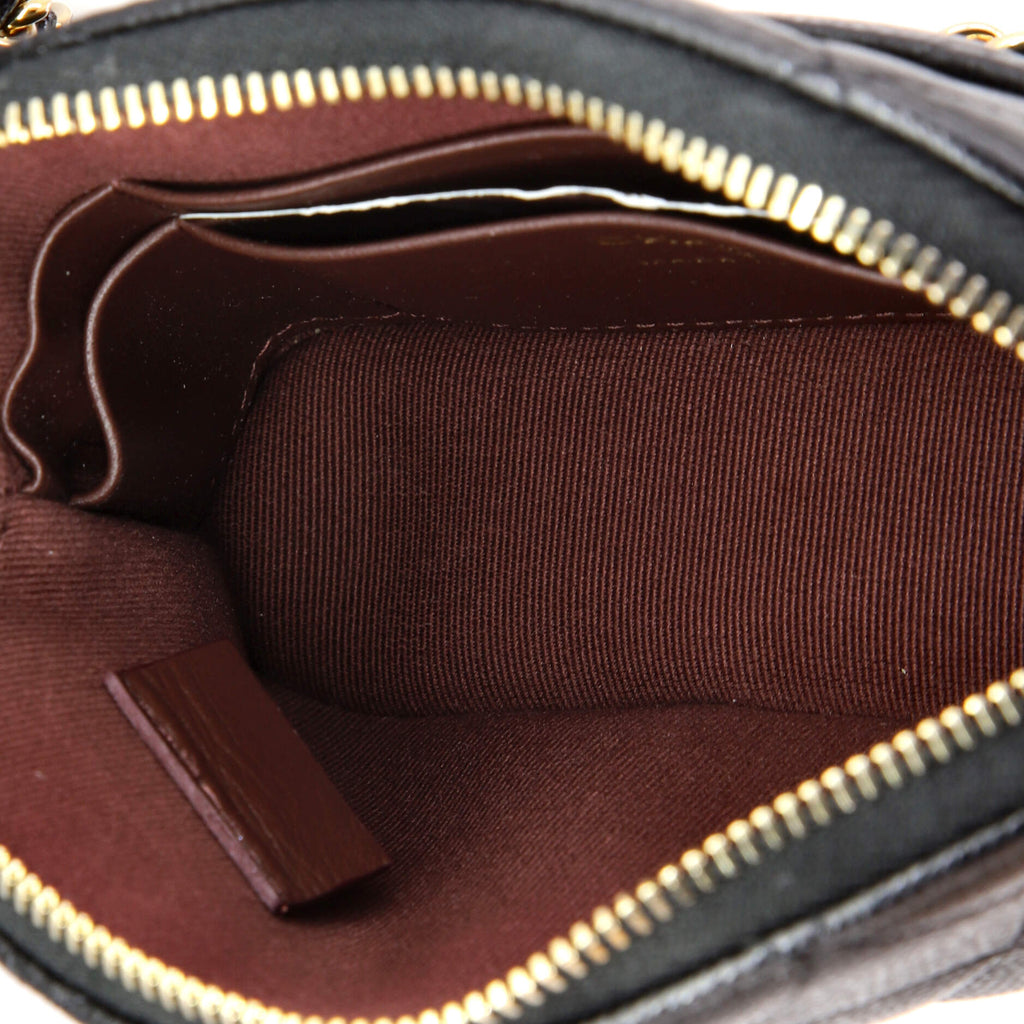 CC Dome Zip Clutch with Chain Quilted Caviar Mini