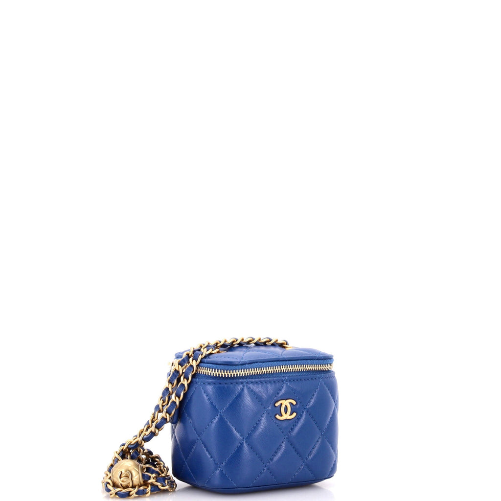 Pearl Crush Vanity Case with Chain Quilted Lambskin Mini