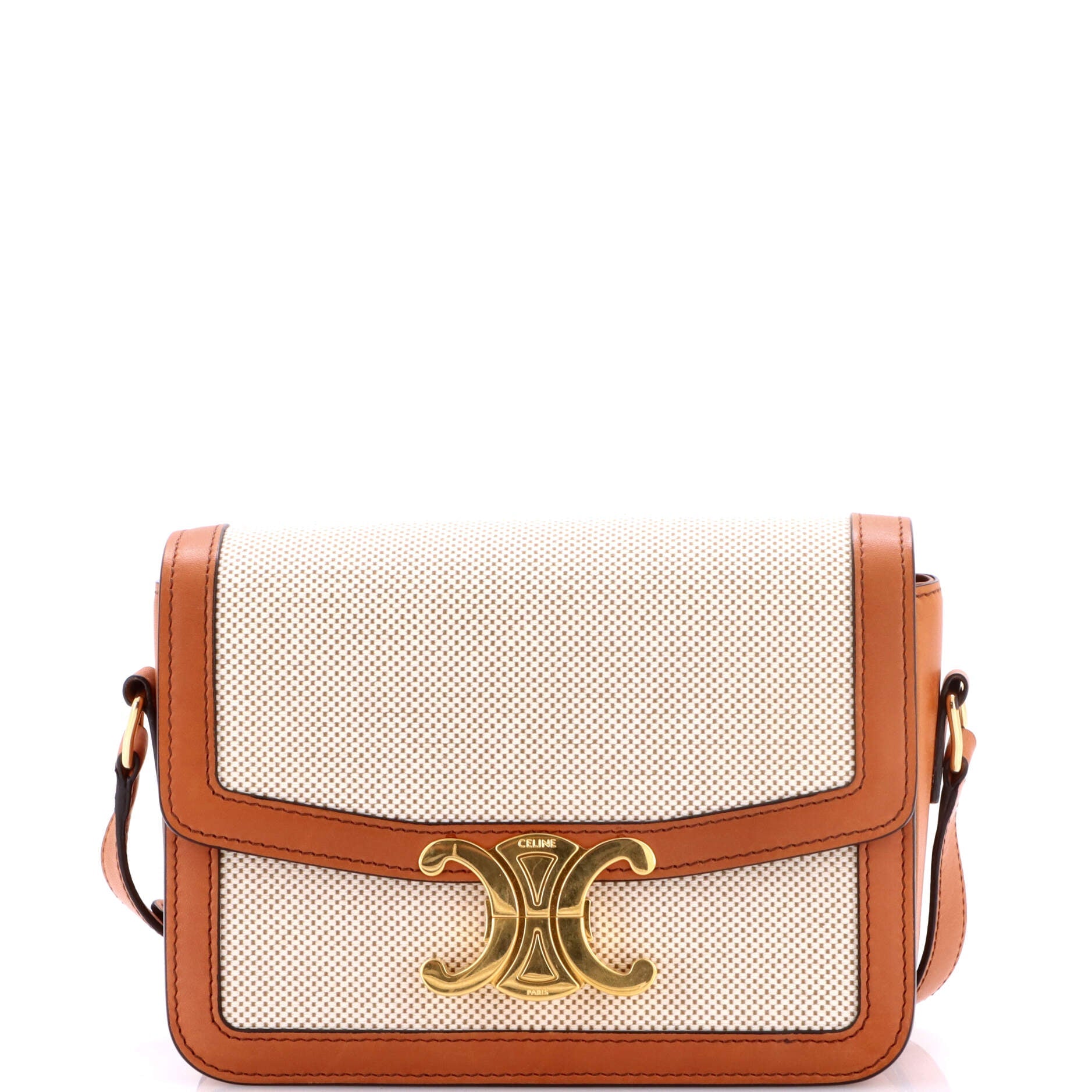 Triomphe Shoulder Bag Canvas with Leather Teen