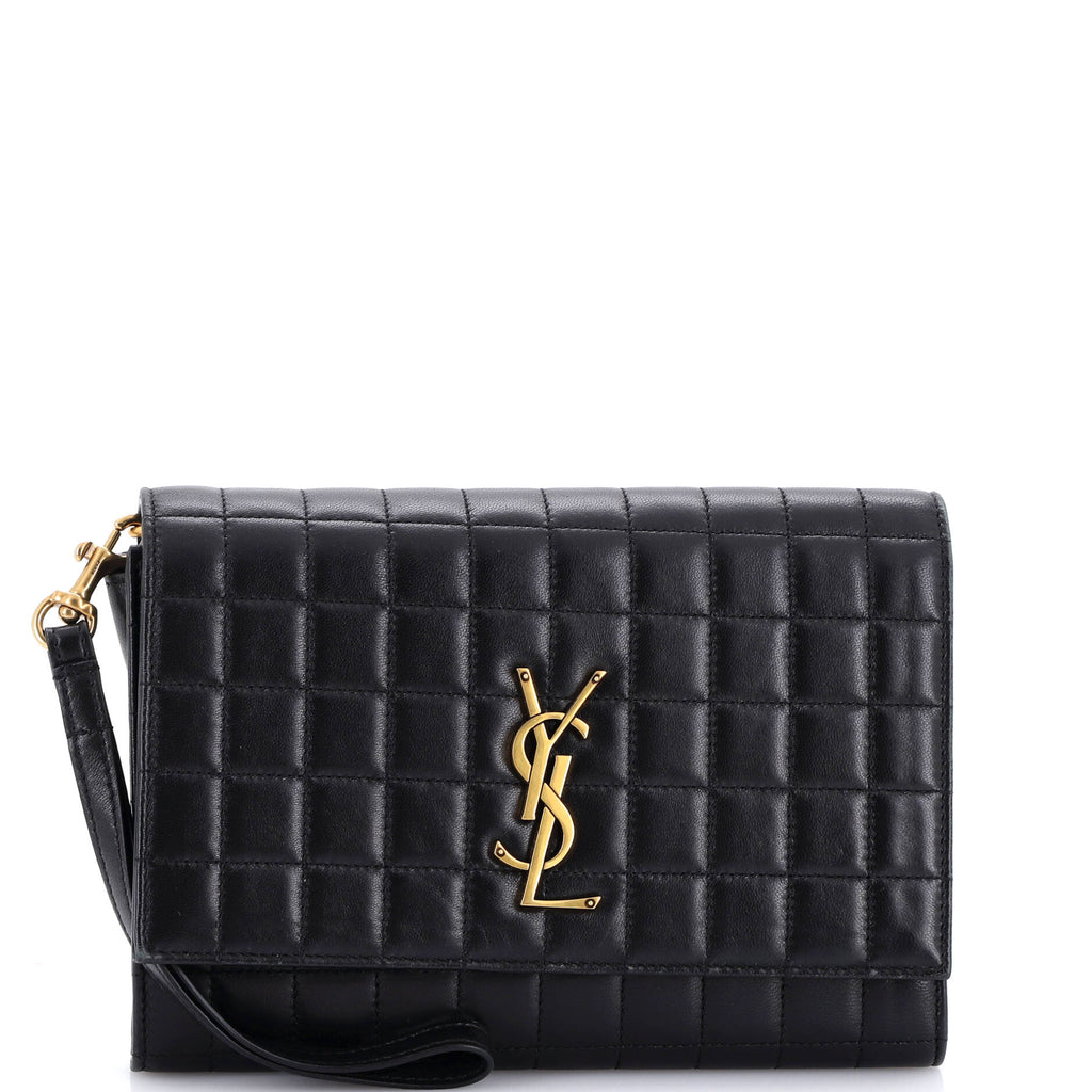 Monogram Flap Pouch Square Quilted Leather