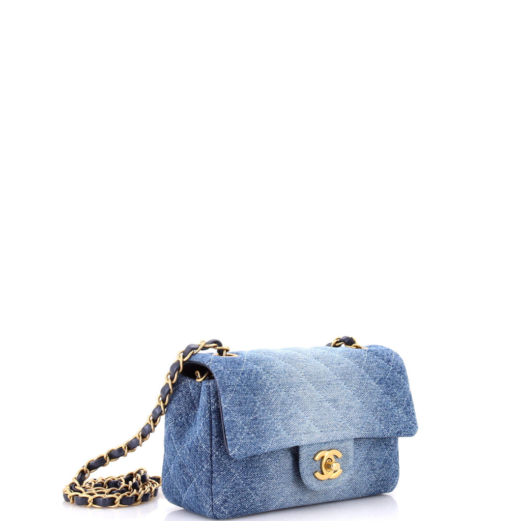 Classic Single Flap Bag Quilted Ombre Denim Mini