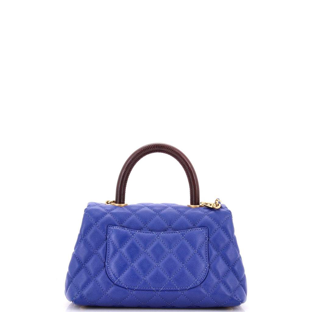 Coco Top Handle Bag Quilted Caviar with Lizard Mini