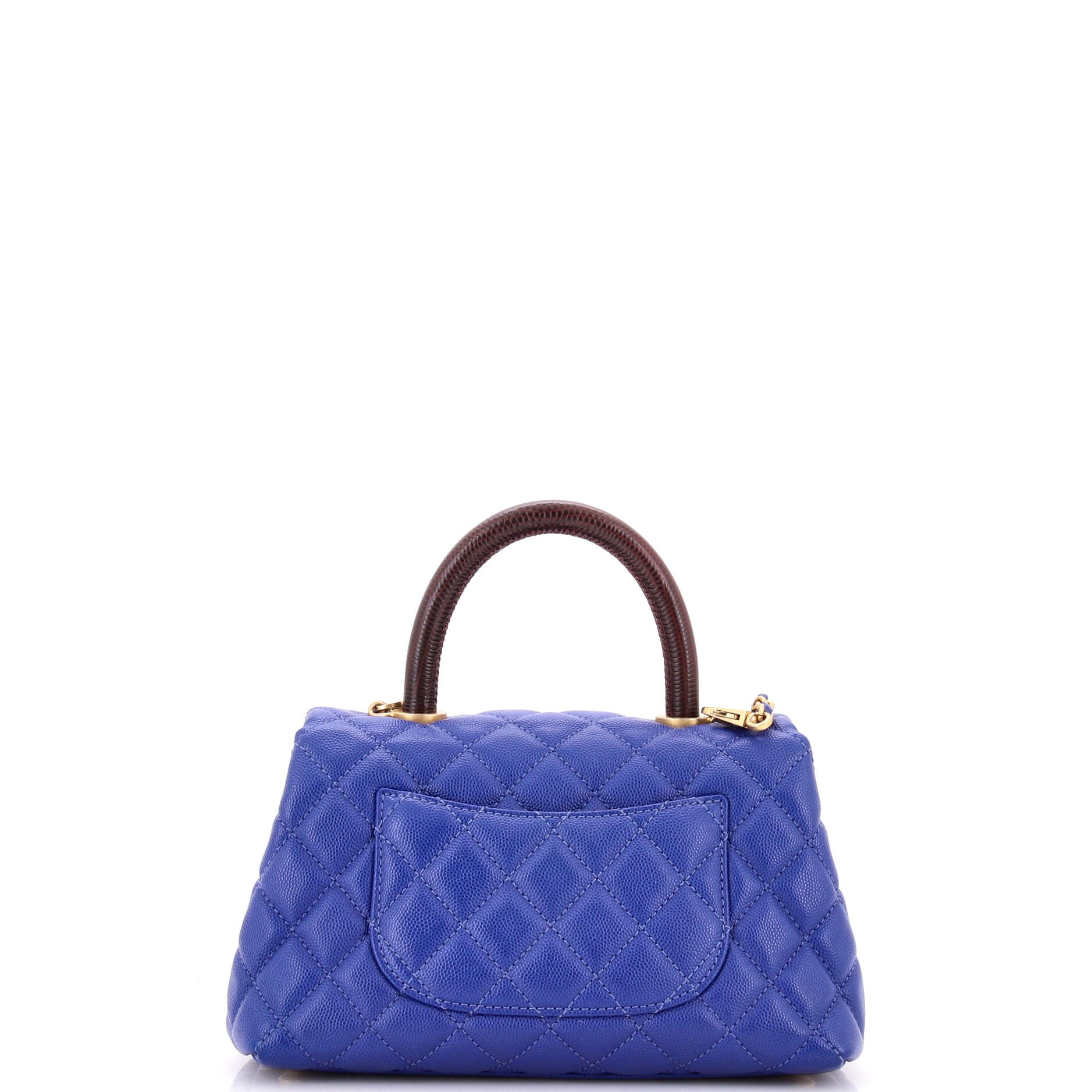 Coco Top Handle Bag Quilted Caviar with Lizard Mini