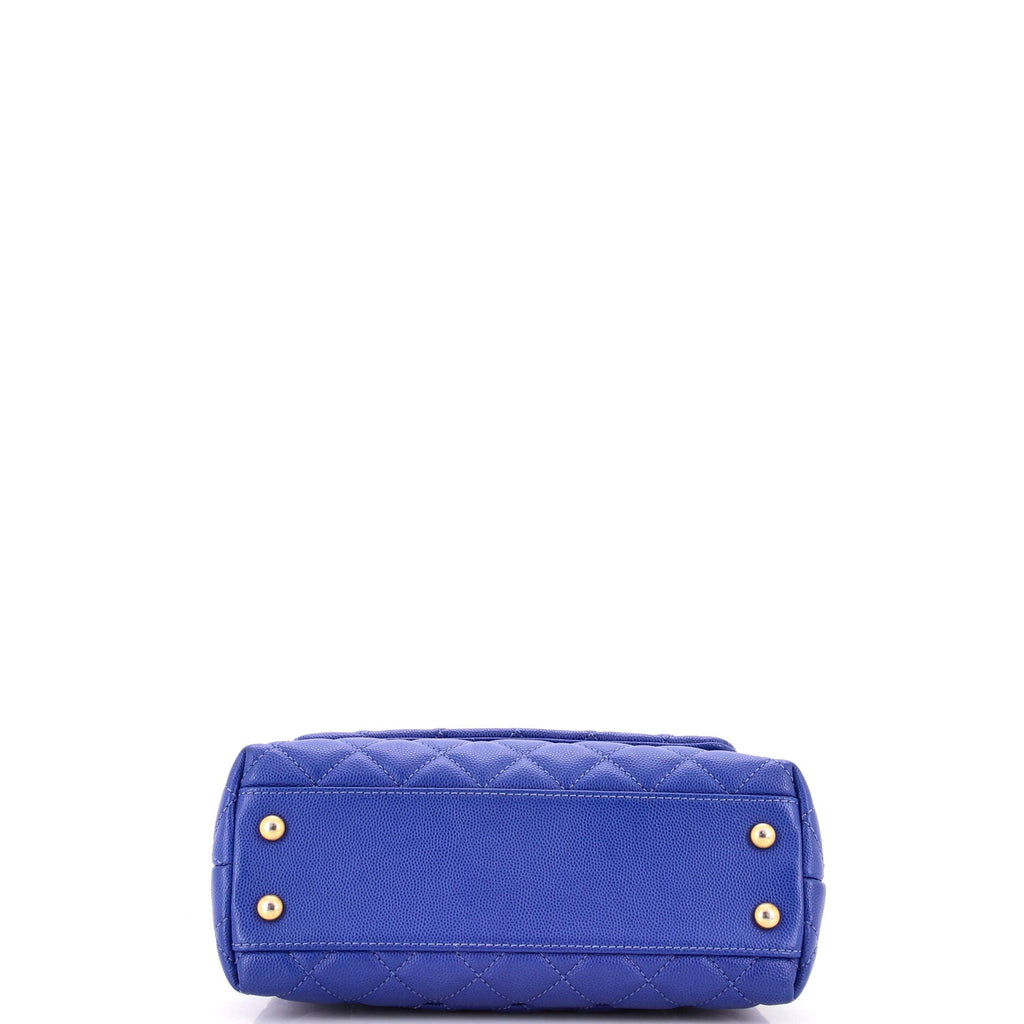 Coco Top Handle Bag Quilted Caviar with Lizard Mini