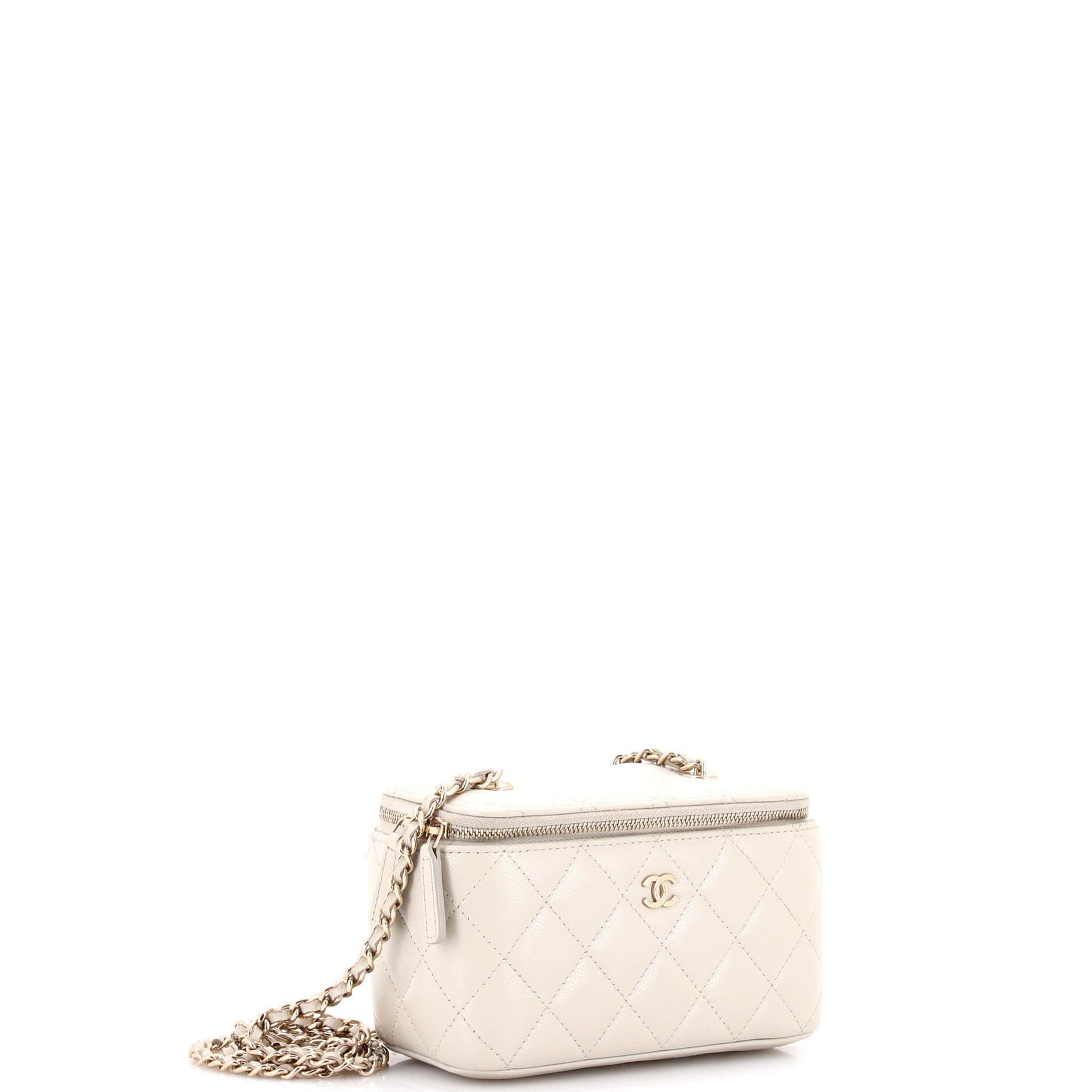 Classic Vanity Case with Chain Quilted Caviar Small