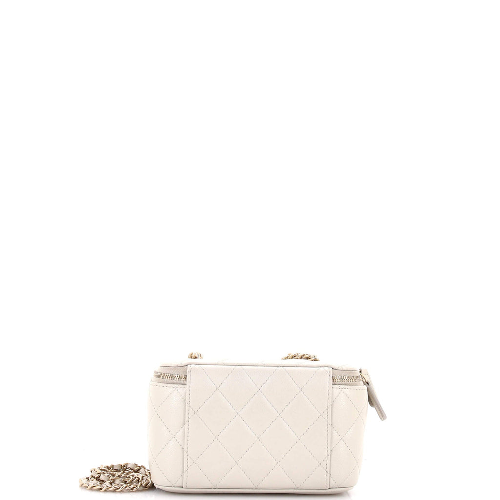 Classic Vanity Case with Chain Quilted Caviar Small