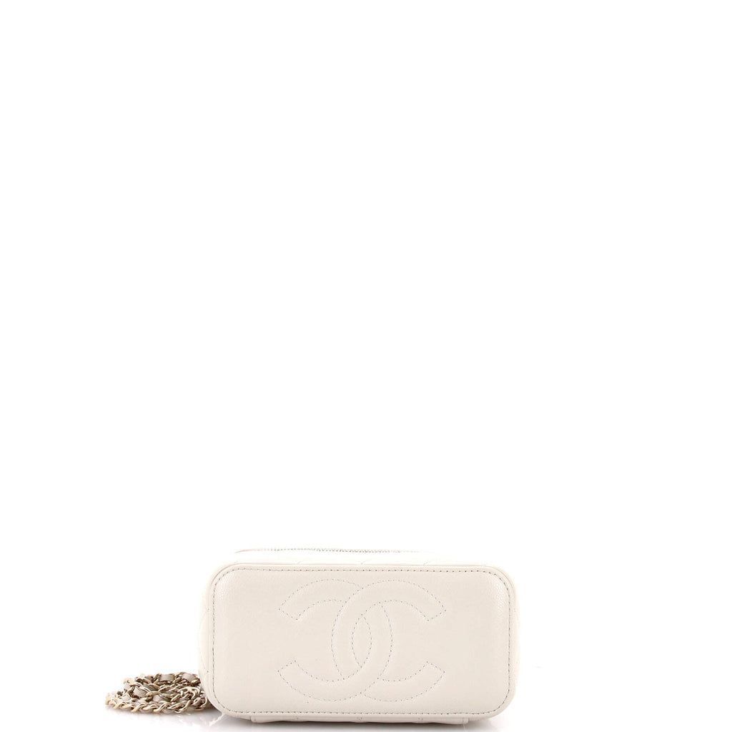Classic Vanity Case with Chain Quilted Caviar Small
