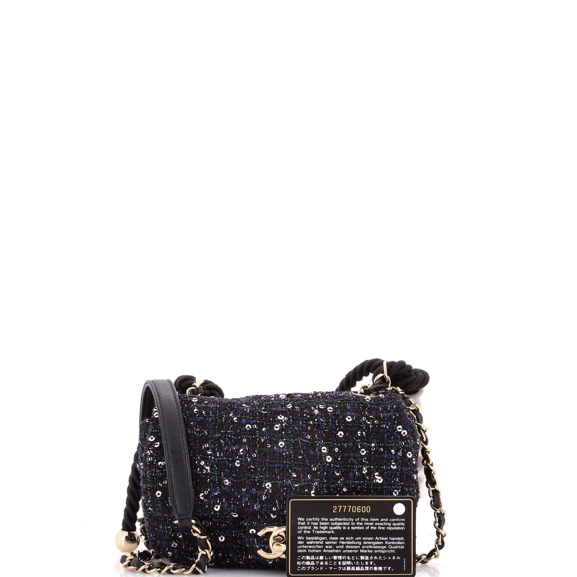 Pearl Handle Flap Bag Quilted Tweed Mini