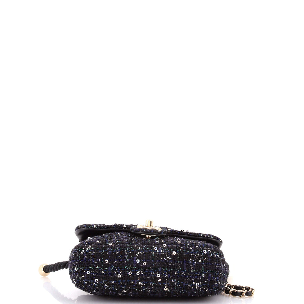 Pearl Handle Flap Bag Quilted Tweed Mini
