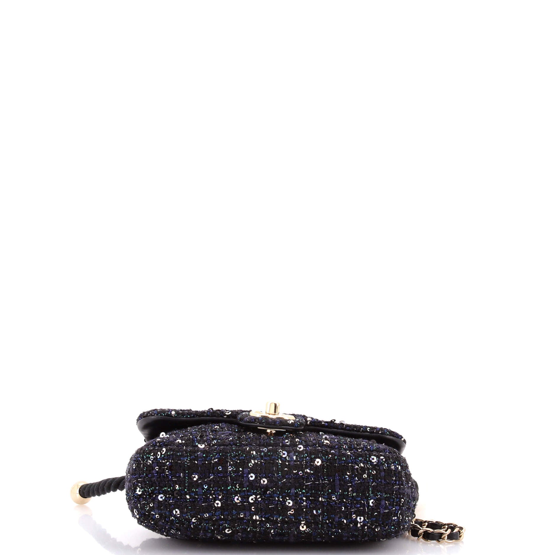 Pearl Handle Flap Bag Quilted Tweed Mini