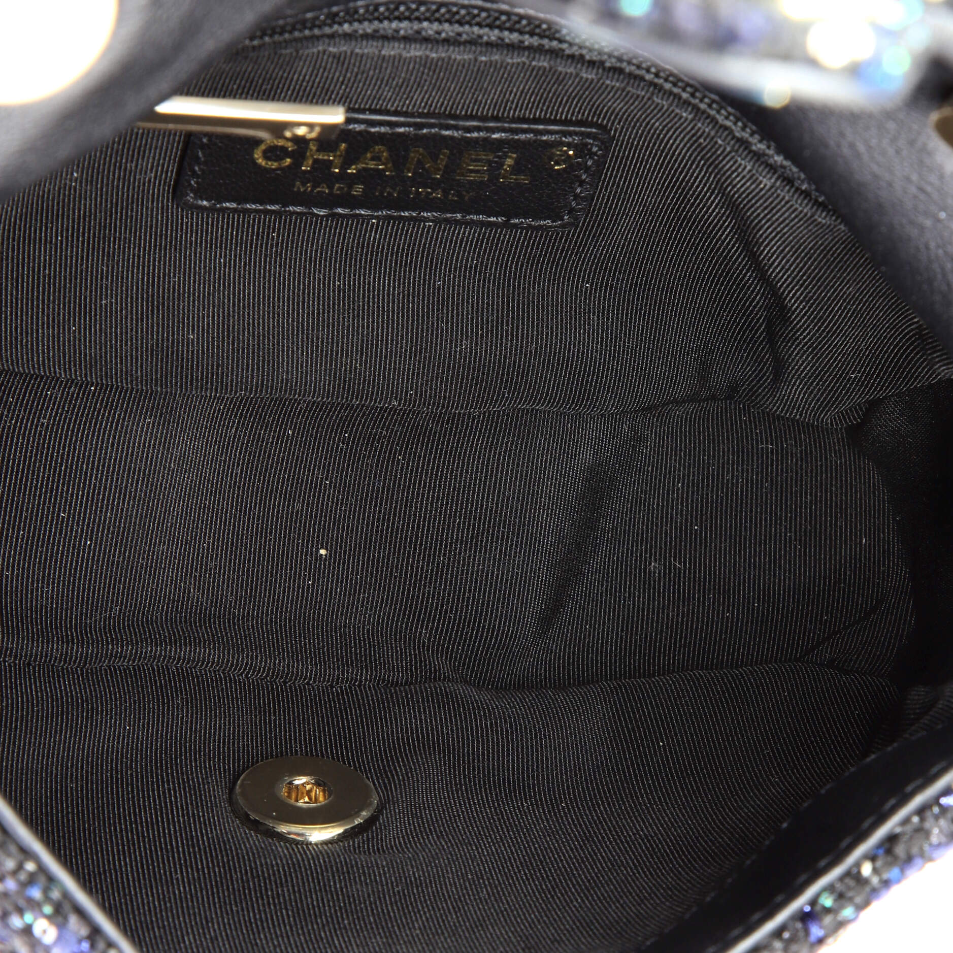 Pearl Handle Flap Bag Quilted Tweed Mini