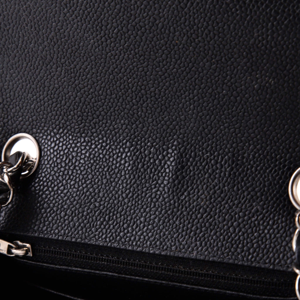 Square Classic Single Flap Bag Quilted Caviar Mini