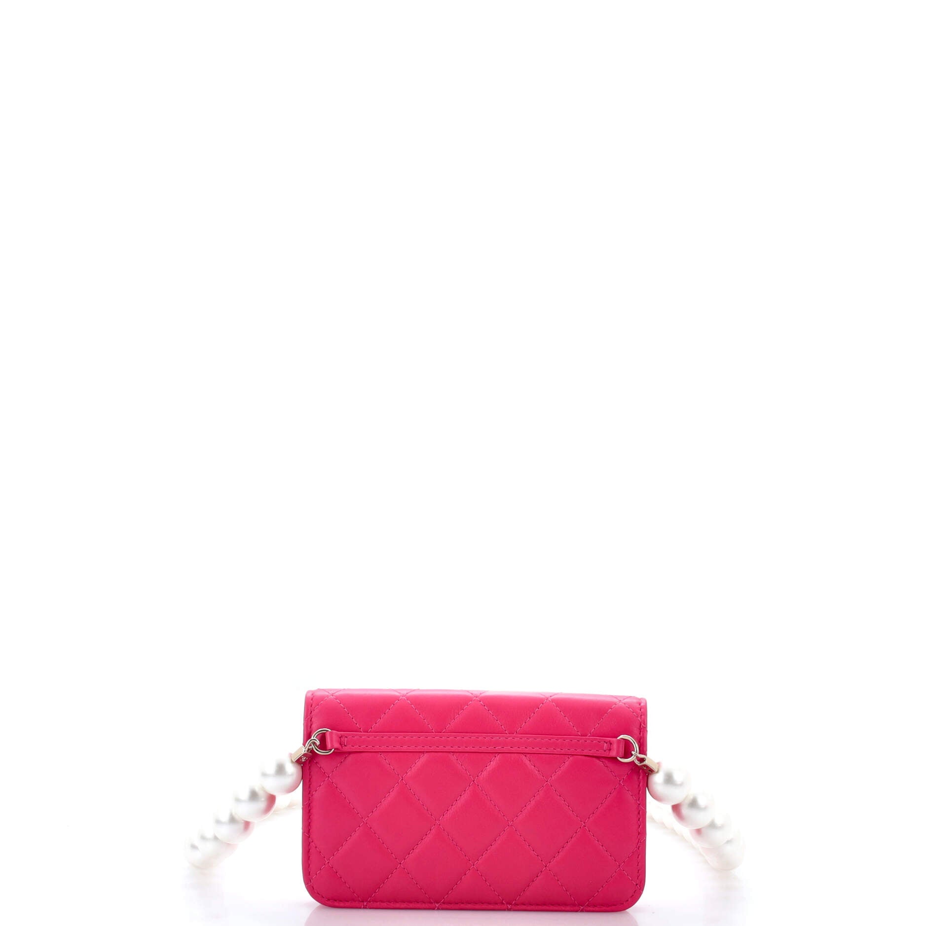 Pearl Strap CC Wallet on Chain Quilted Calfskin Mini