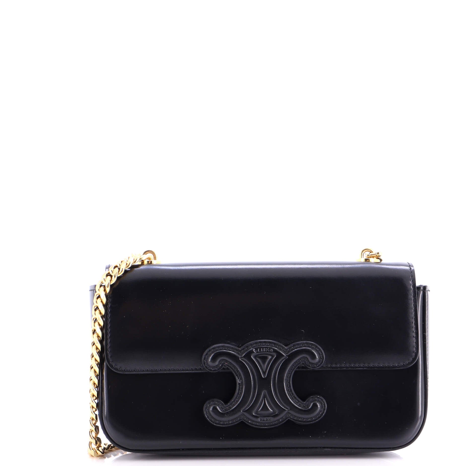 Triomphe Chain Shoulder Bag Leather Small