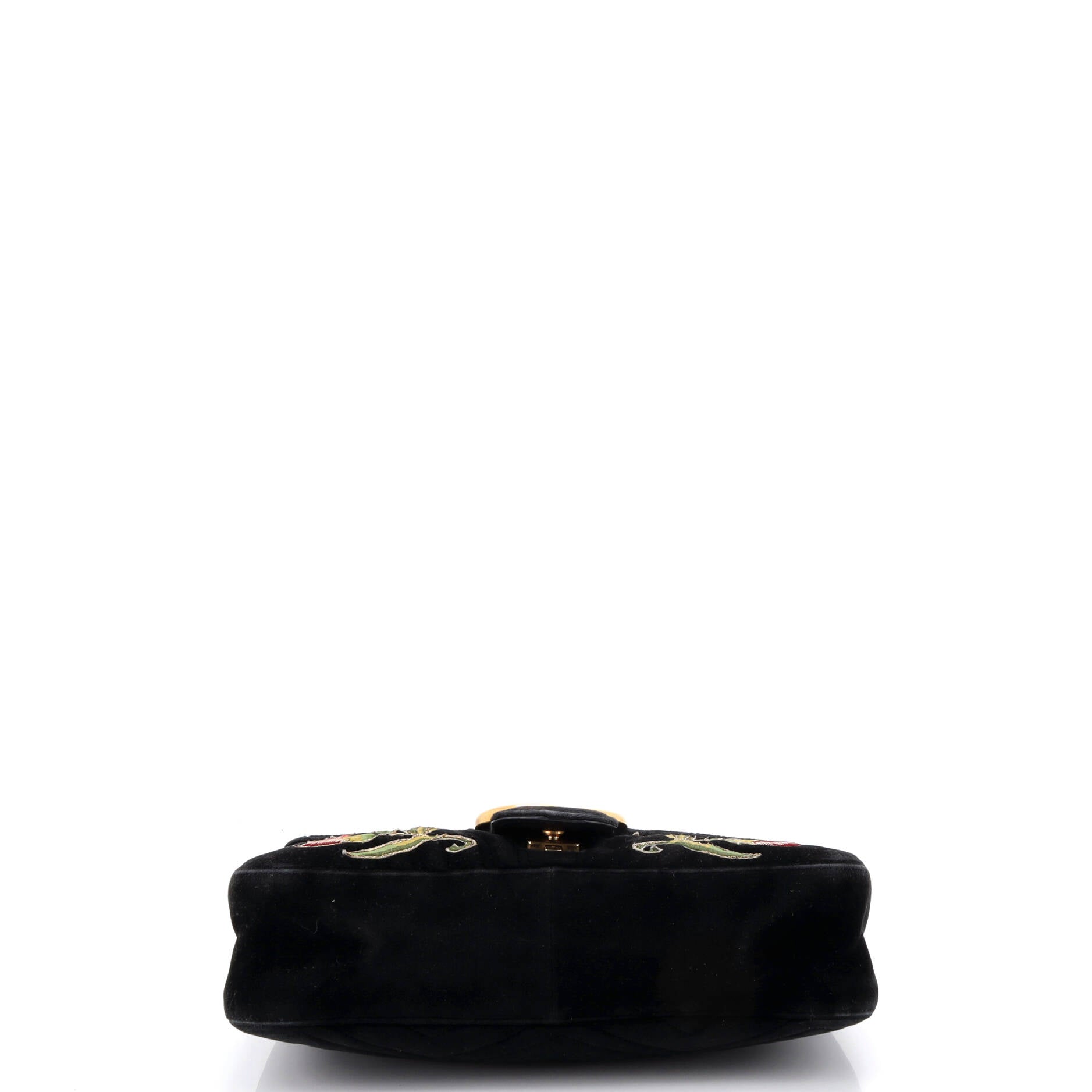 GG Marmont Flap Bag Embroidered Matelasse Velvet Medium