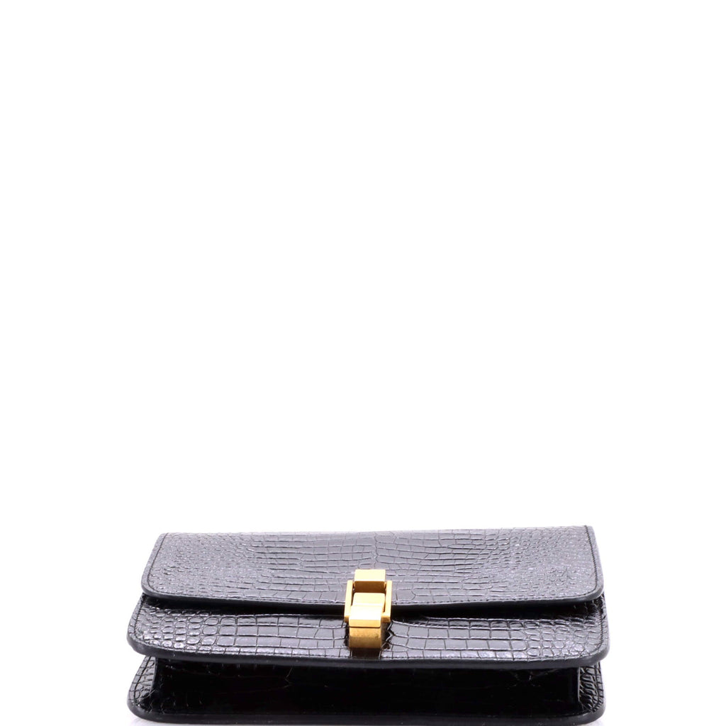 Carre Satchel Crocodile Embossed Leather Medium