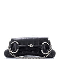 Horsebit Chain Shoulder Bag Vertical Quilted Leather Large