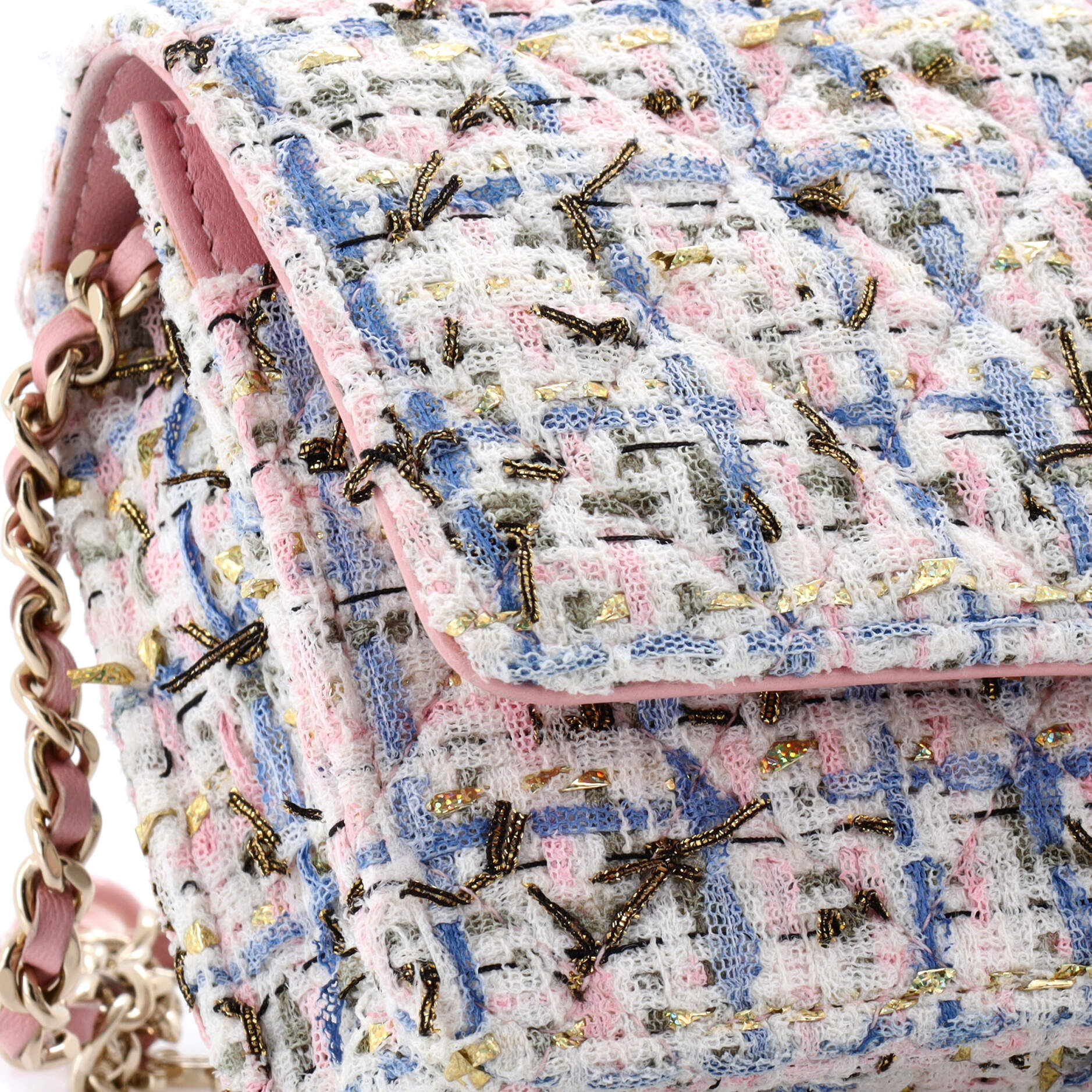 Charms Wallet on Chain Quilted Tweed