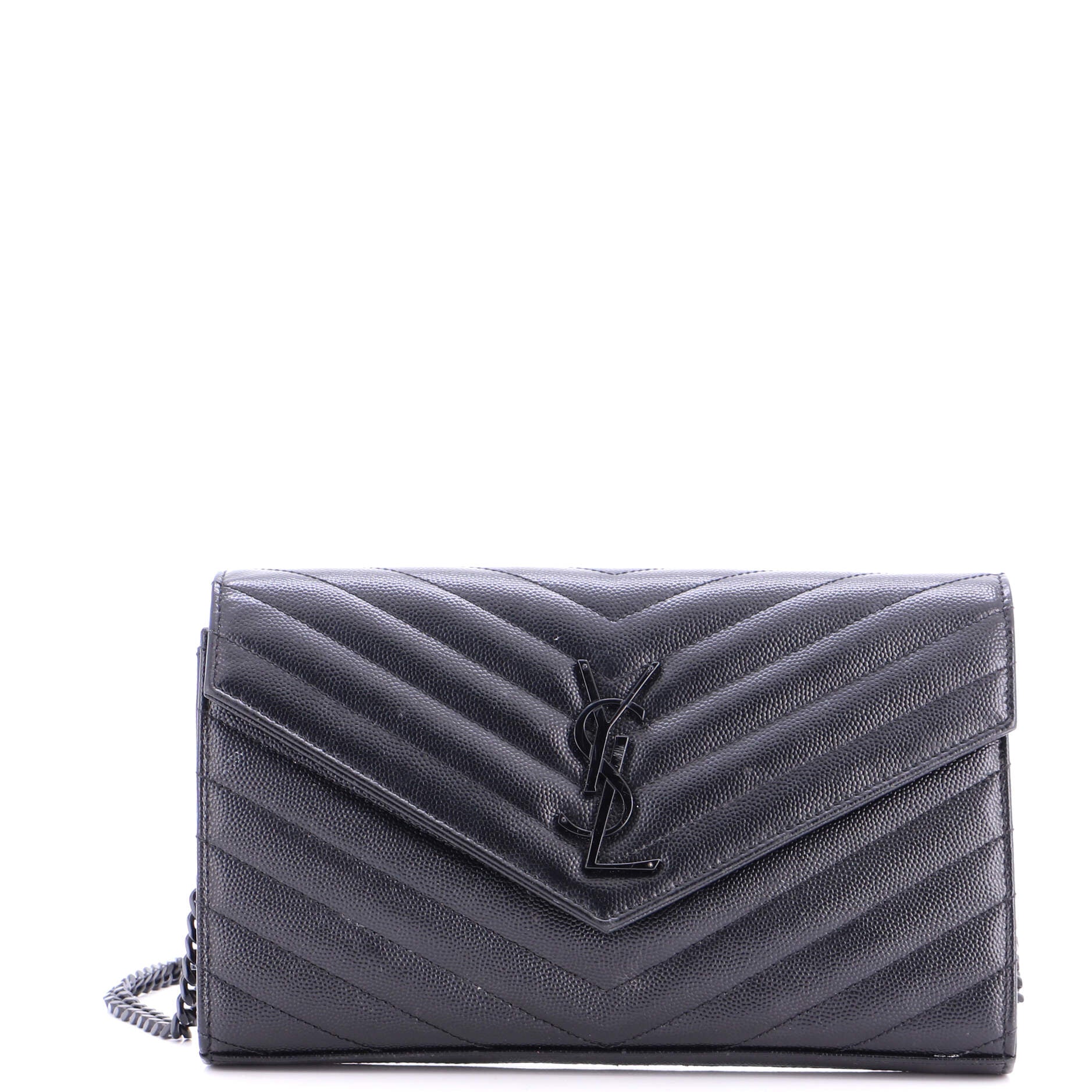 Classic Monogram Wallet on Chain Matelasse Chevron Leather Medium
