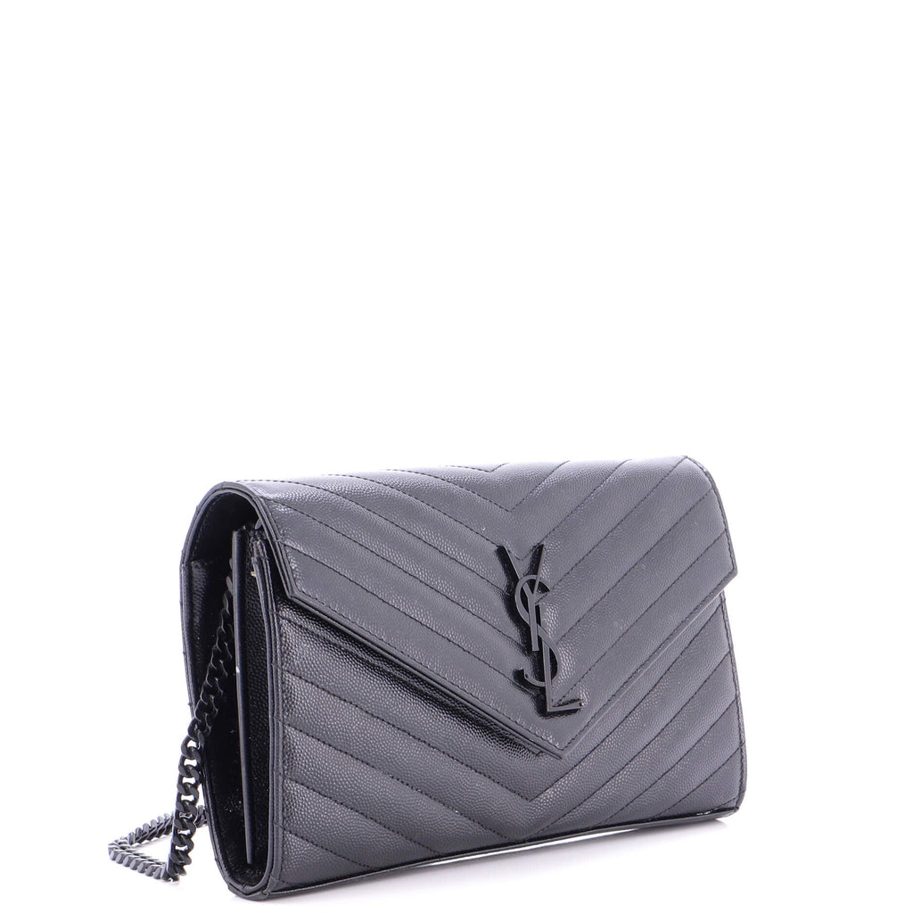 Classic Monogram Wallet on Chain Matelasse Chevron Leather Medium