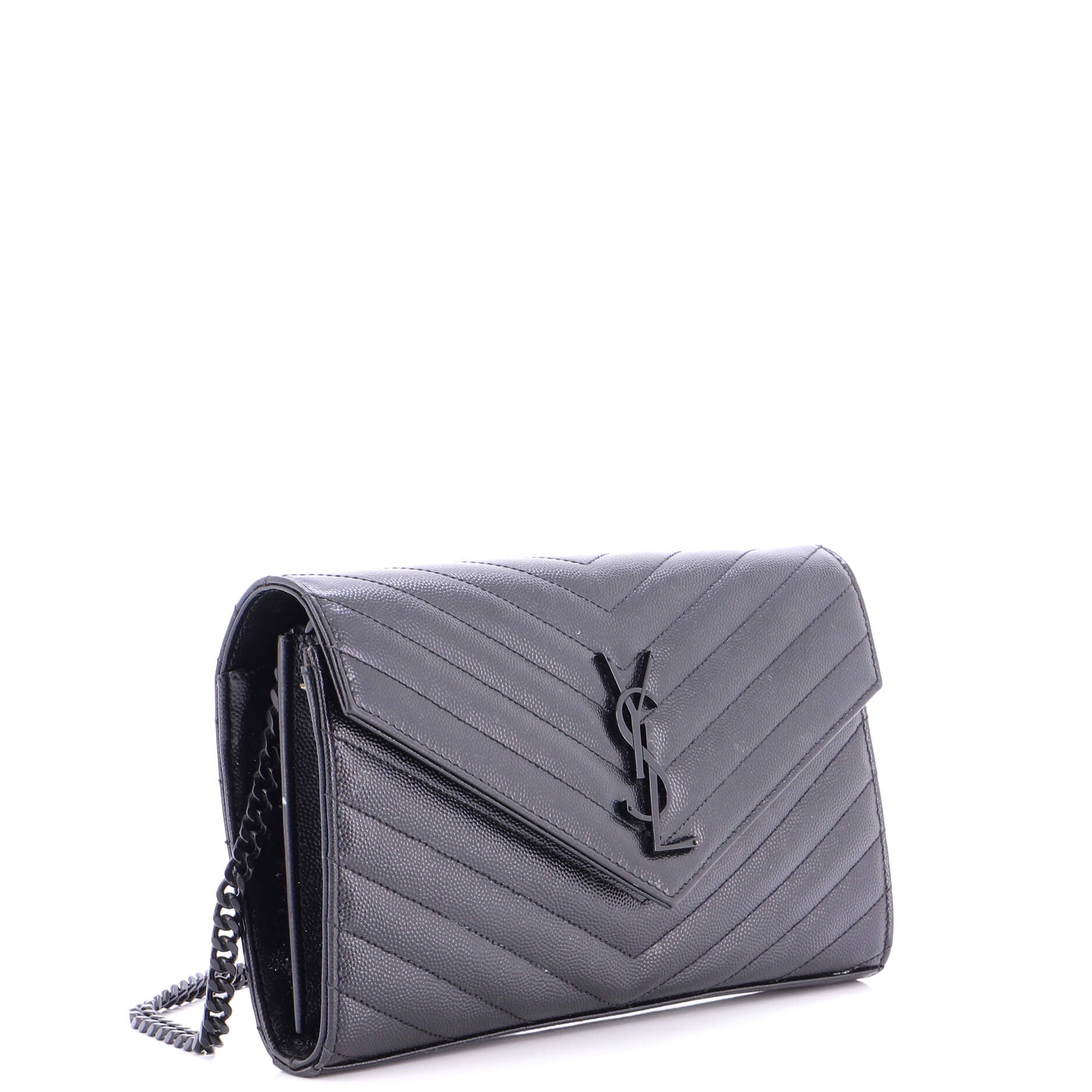 Classic Monogram Wallet on Chain Matelasse Chevron Leather Medium