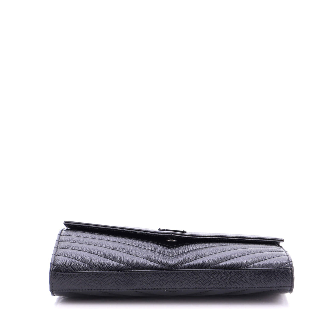 Classic Monogram Wallet on Chain Matelasse Chevron Leather Medium