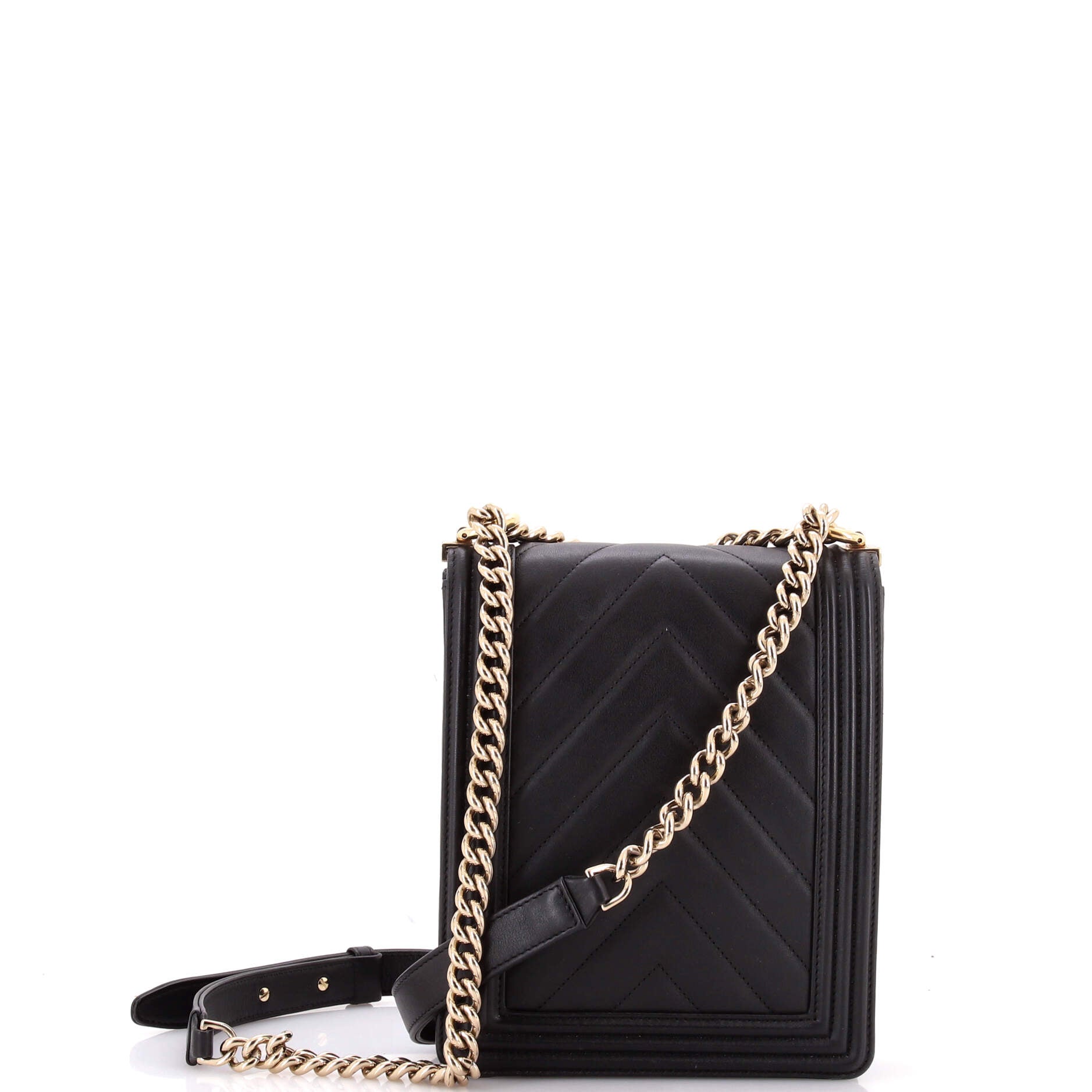 North South Boy Flap Bag Chevron Lambskin Small