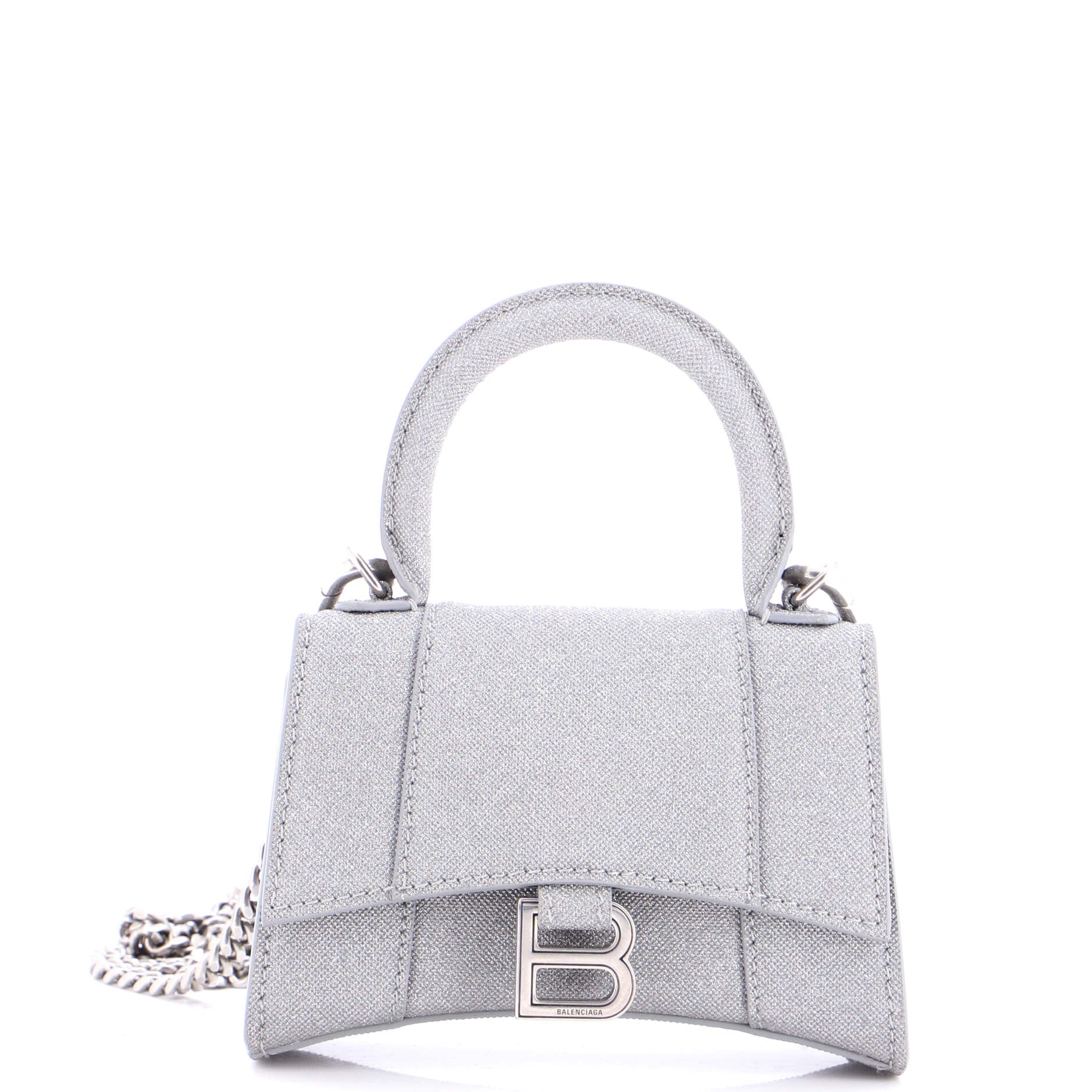 Hourglass Top Handle Bag Glitter Leather Mini