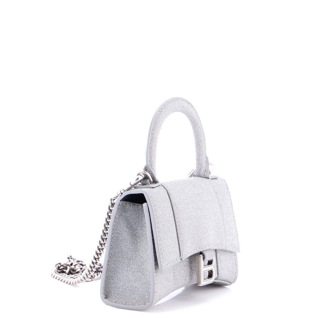 Hourglass Top Handle Bag Glitter Leather Mini