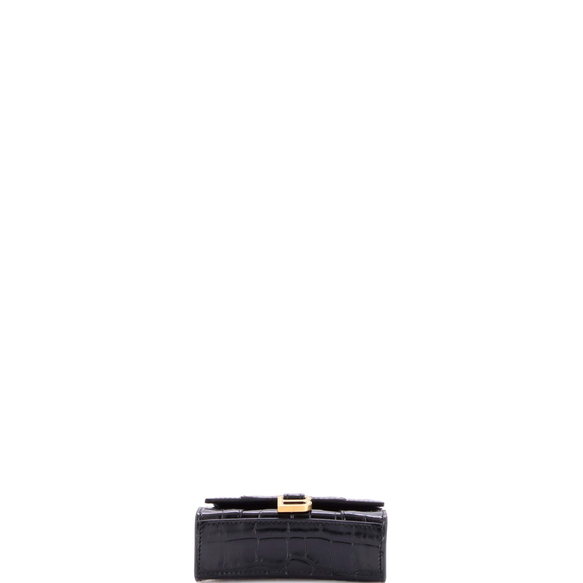 Hourglass Chain Top Handle Bag Crocodile Embossed Leather Mini