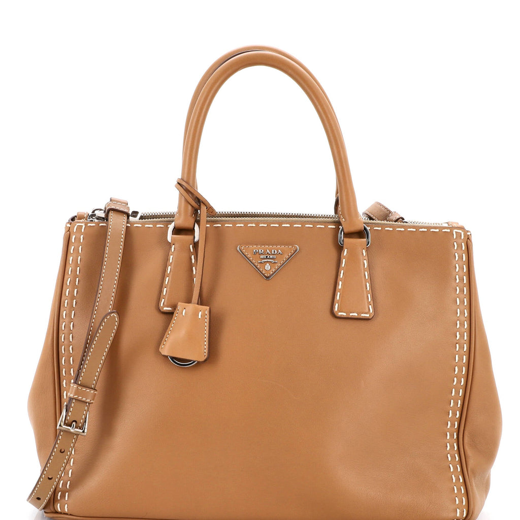 Galleria Double Zip Tote Stitched Leather Medium